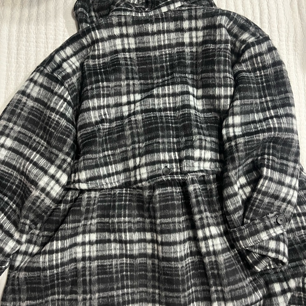 Free People Monochrome Plaid Pea Coat - Picture 3 of 4